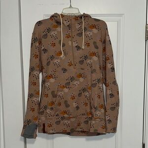 Floral Print Beige Hoodie for Women